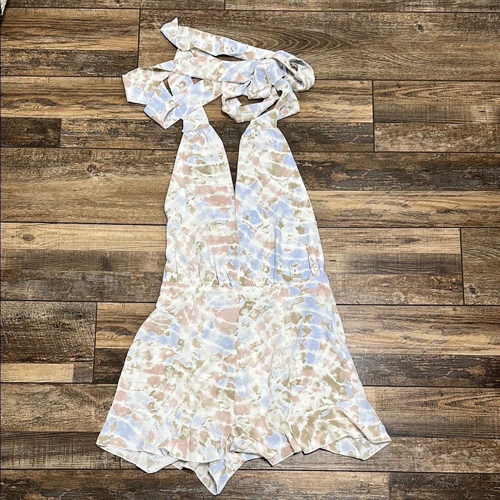Painted Watercolor Halter Romper in Pastel Mix